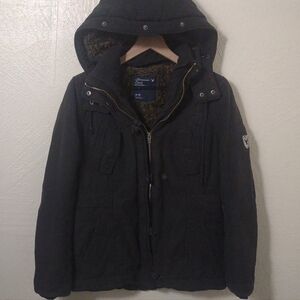 EARLY 2010S AMERICAN EAGLE JACKET FAUX FUR HOOD LINED Y2K MEDIUM